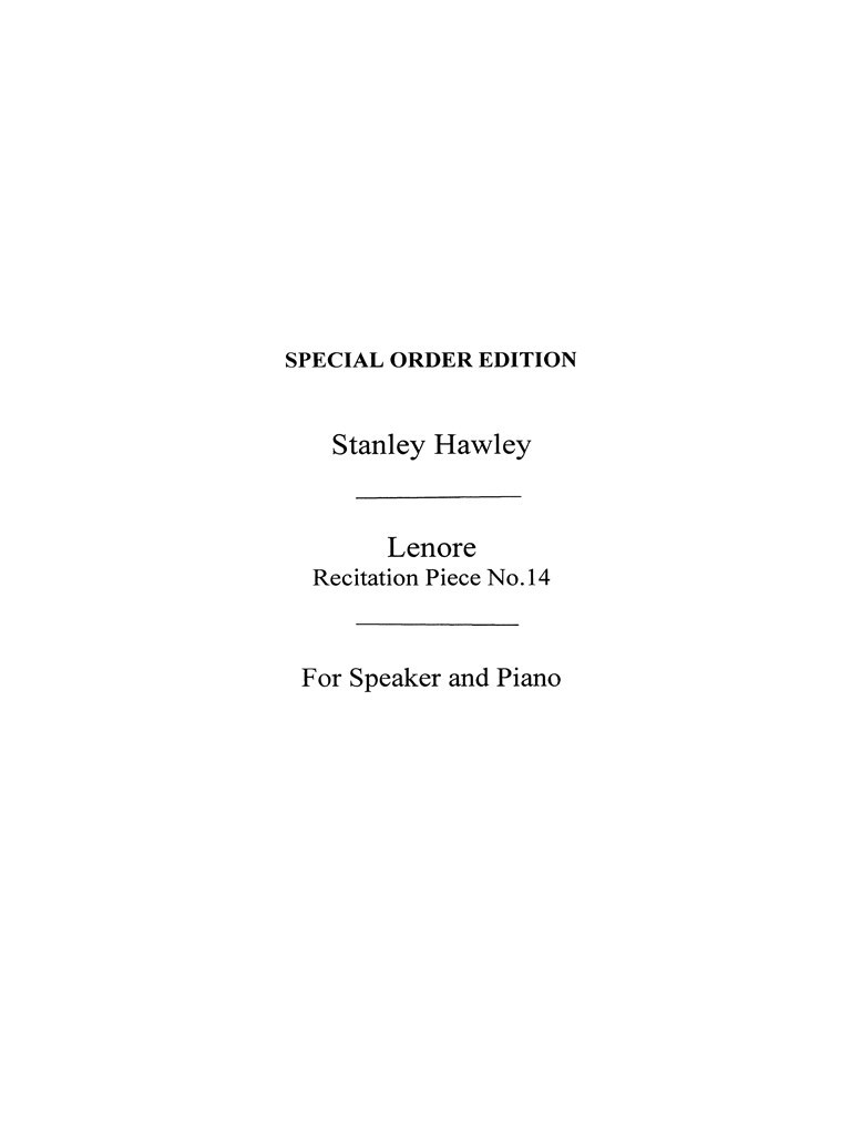 Lenore Recitation Piece No.14 Speaker And Piano